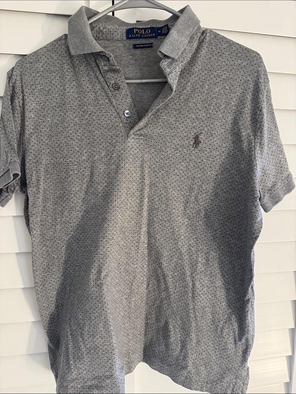 Polo by Ralph Lauren Grey Short-Sleeve Polo with Micro Dot Pattern